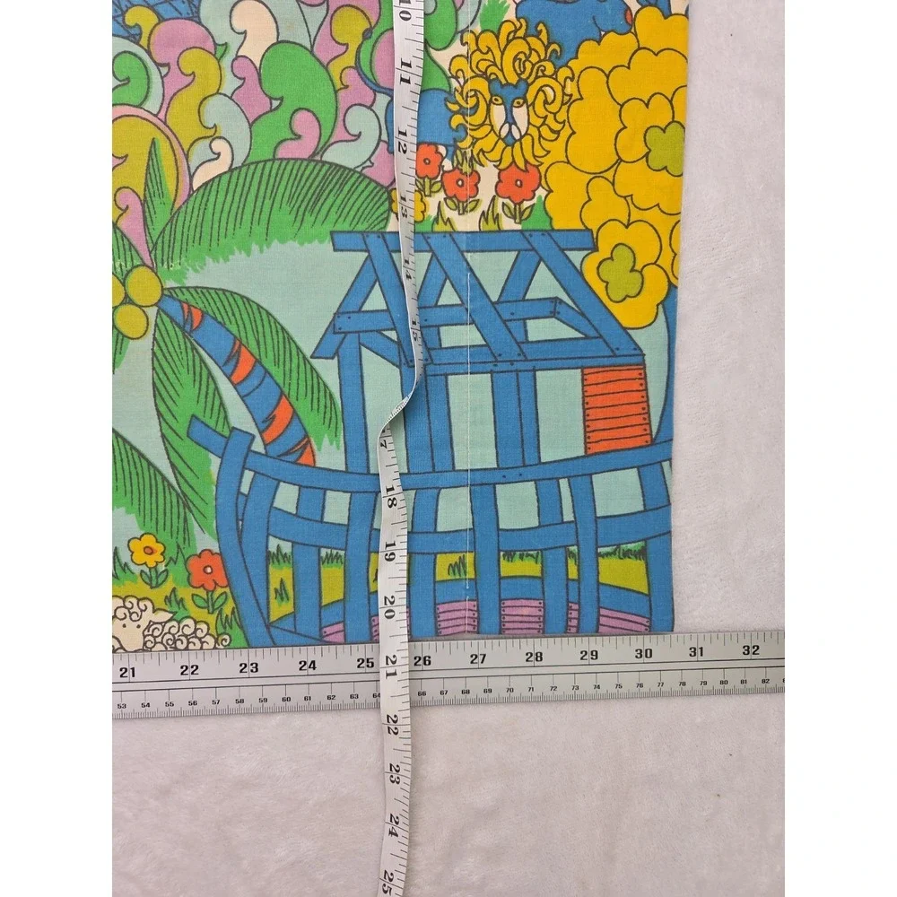 Vintage 1970s Sears Noah's Ark Psychedelic Mod Colorful Retro Pillow Case STD